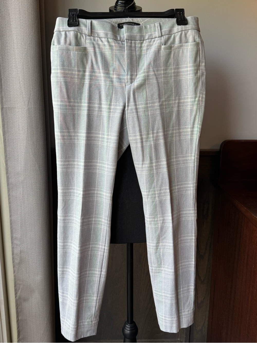Banana Republic Sloan fit Light blue and green Plaid Dress Pants